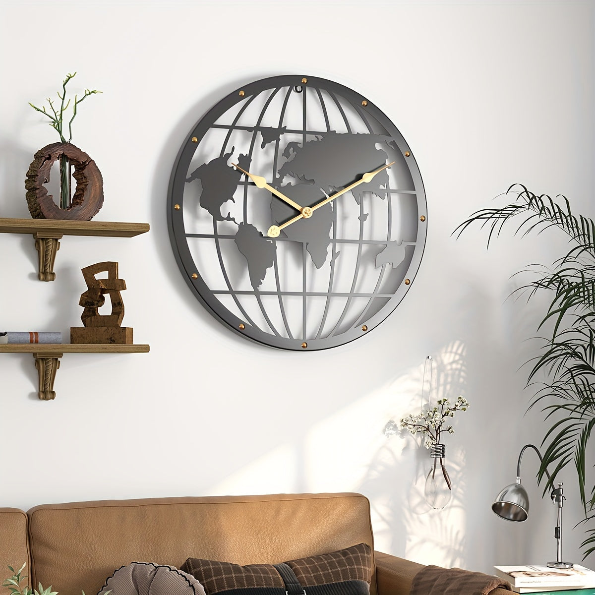 Metal Wall Clock 40 cm – Decorative Clock with Gold Numbers for Home Office Decor