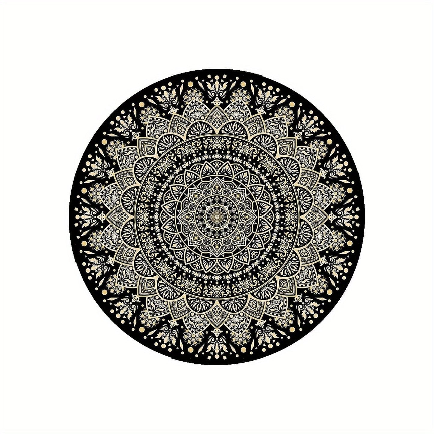 Round Area Rug Non-Slip – Soft Mandala Design for Home Office Decor