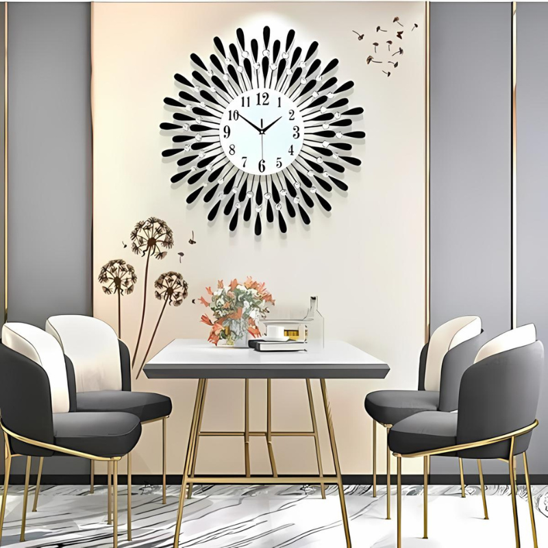 Wall Clock Decor – Elegant Sparkling Timepiece for Home Office Luxury