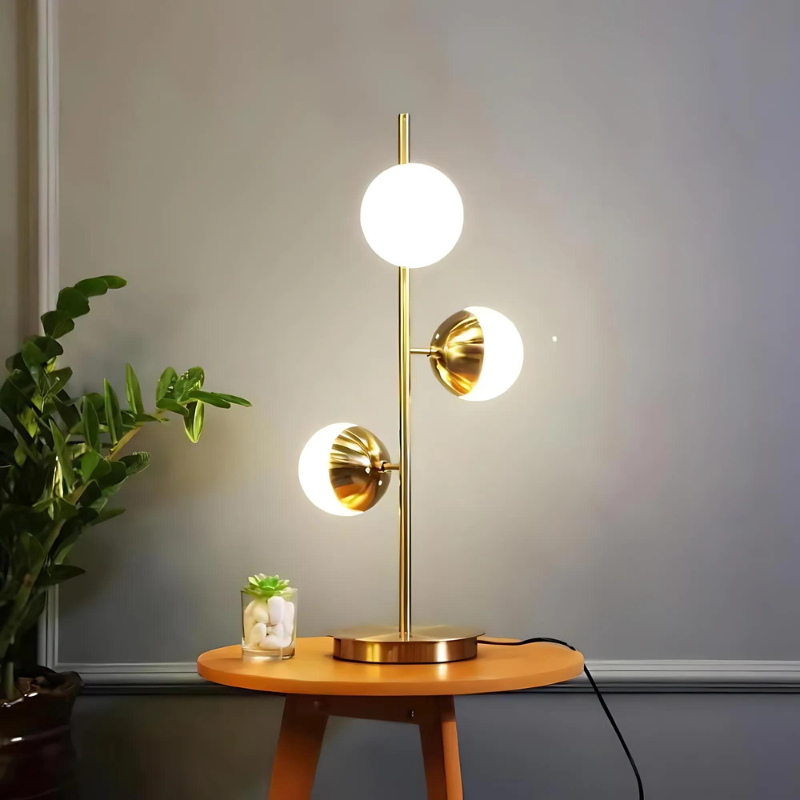 LED Table Lamp – Modern Gold Floor Lamp with Decorative Glass Ball Design