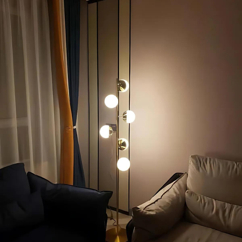 LED Table Lamp – Modern Gold Floor Lamp with Decorative Glass Ball Design