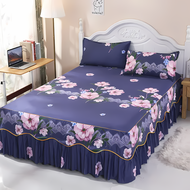 Luxury Bedding Set – Soft Ice Silk Comforter with Elegant Printed Design