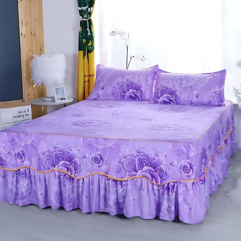 Luxury Bedding Set – Soft Ice Silk Comforter with Elegant Printed Design