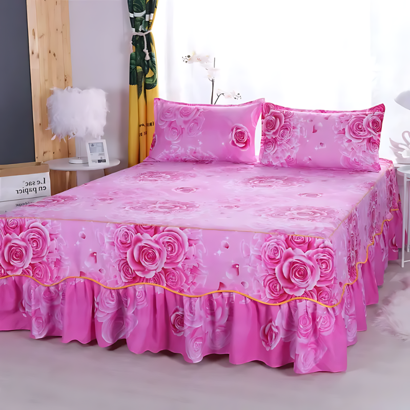 Luxury Bedding Set – Soft Ice Silk Comforter with Elegant Printed Design