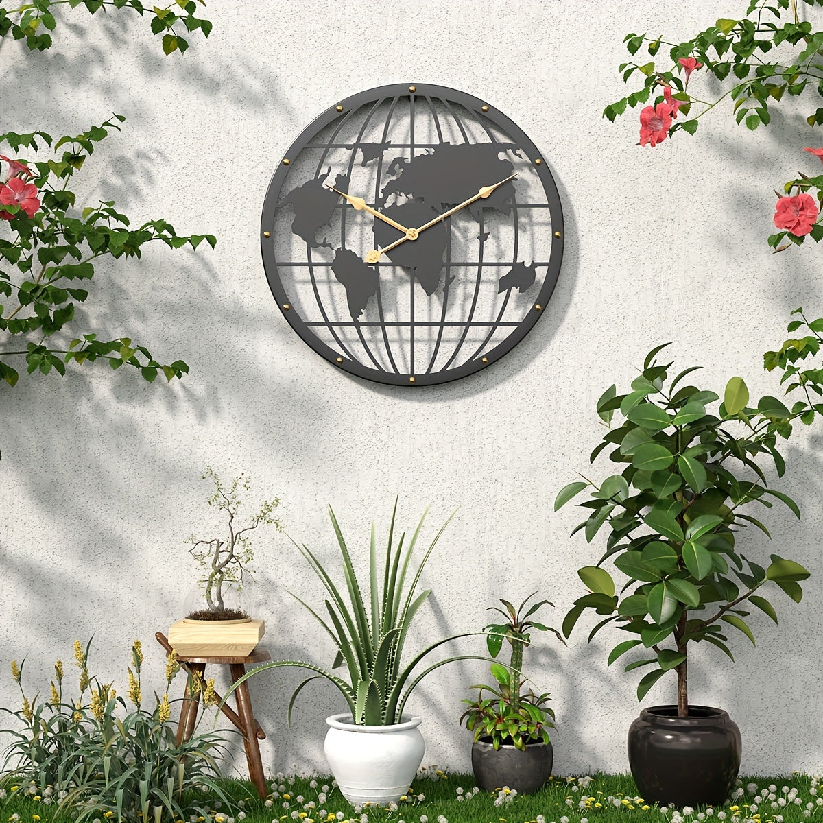 Metal Wall Clock 40 cm – Decorative Clock with Gold Numbers for Home Office Decor