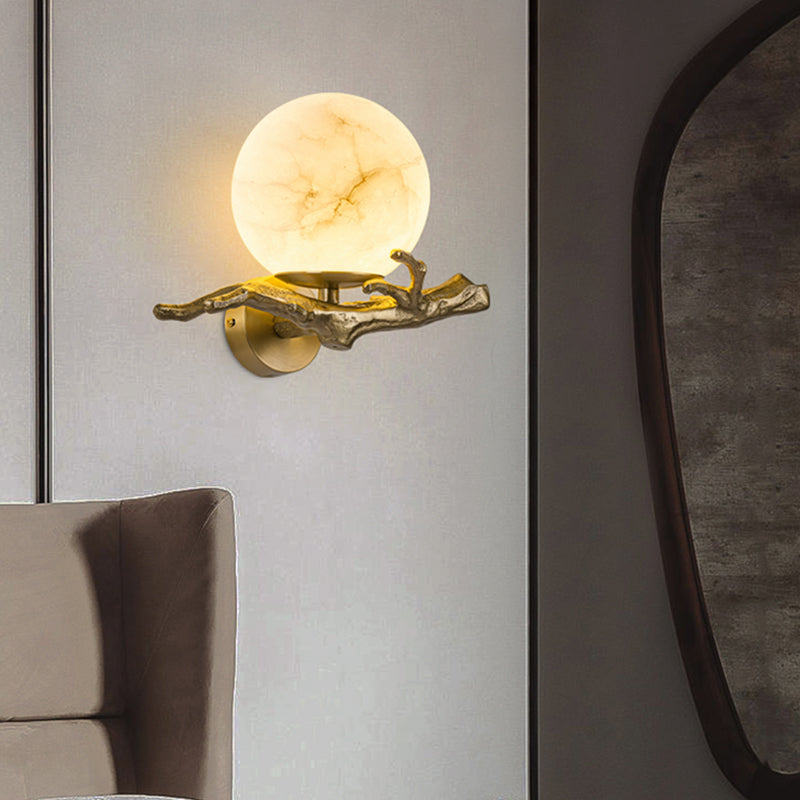 Wall Sconce Lighting – Elegant Copper Marble Design for Home Office Decor