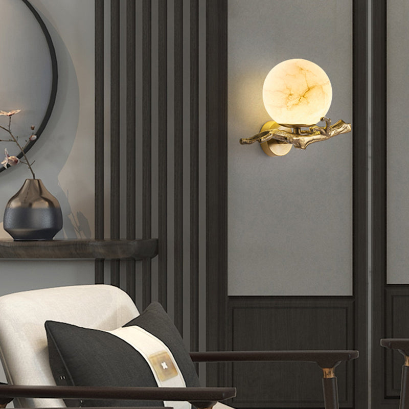 Wall Sconce Lighting – Elegant Copper Marble Design for Home Office Decor