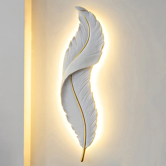 LED Wall Sconce – Decorative Feather Lamp for Bedroom and Office Decor