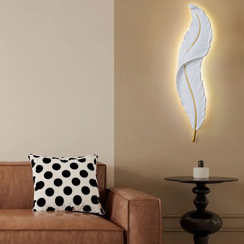 LED Wall Sconce – Decorative Feather Lamp for Bedroom and Office Decor