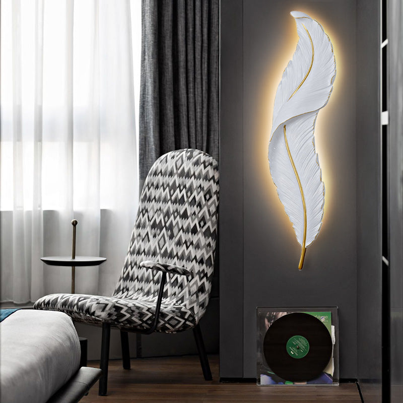 LED Wall Sconce – Decorative Feather Lamp for Bedroom and Office Decor