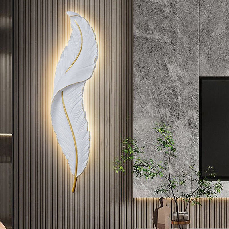 LED Wall Sconce – Decorative Feather Lamp for Bedroom and Office Decor
