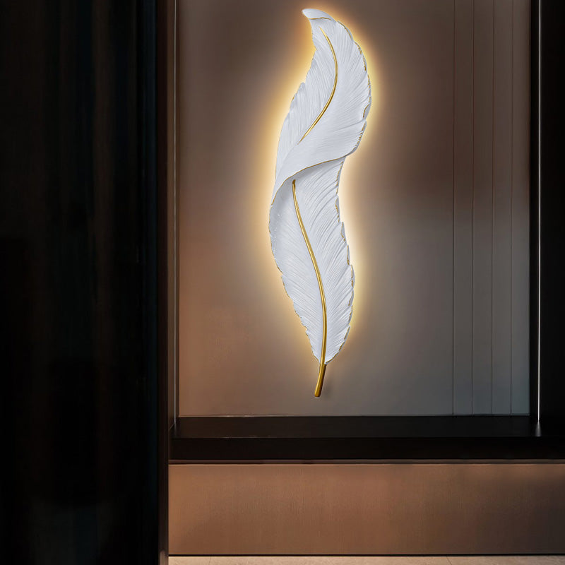LED Wall Sconce – Decorative Feather Lamp for Bedroom and Office Decor