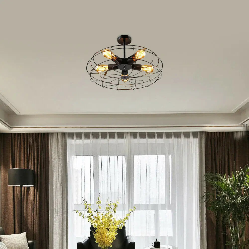 Ceiling Light Fixture – Vintage Retro Cage Pendant Lighting for Home Office