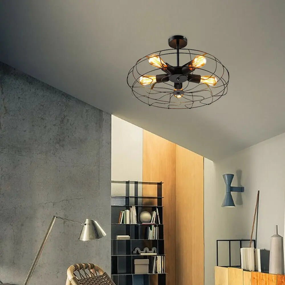 Ceiling Light Fixture – Vintage Retro Cage Pendant Lighting for Home Office