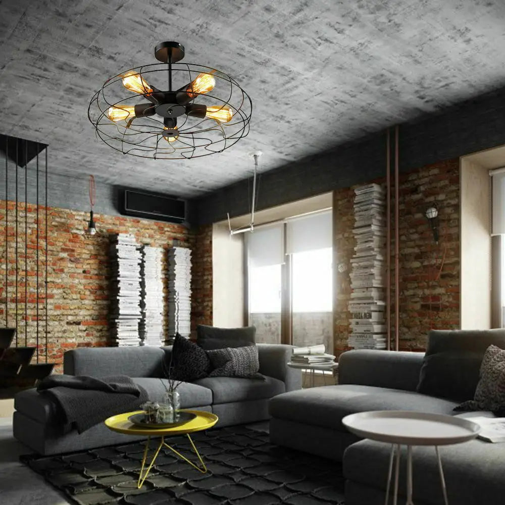 Ceiling Light Fixture – Vintage Retro Cage Pendant Lighting for Home Office
