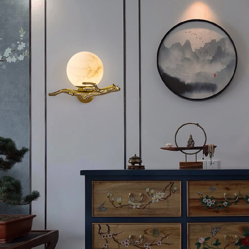 Wall Sconce Lighting – Elegant Copper Marble Design for Home Office Decor