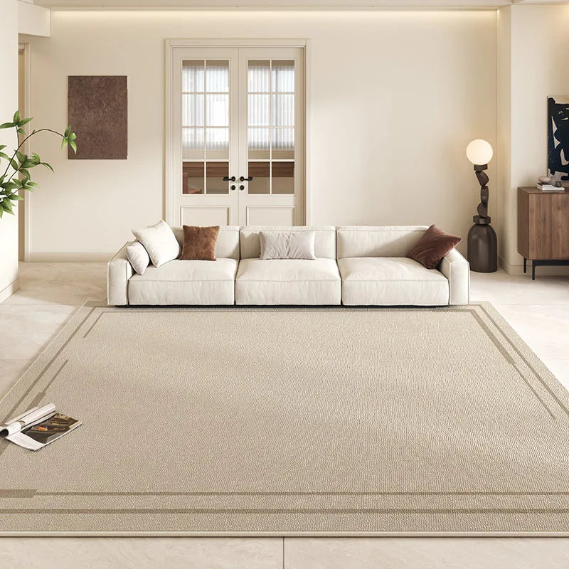 Non-Slip Area Rug – Beige Striped Artistic Carpet for Living Room & Bedroom