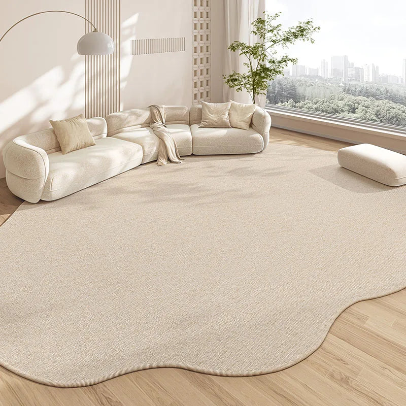 Non-Slip Area Rug – Beige Striped Artistic Carpet for Living Room & Bedroom
