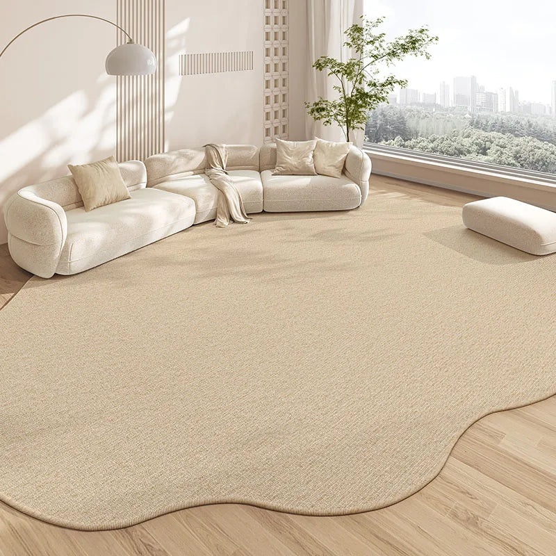 Non-Slip Area Rug – Beige Striped Artistic Carpet for Living Room & Bedroom