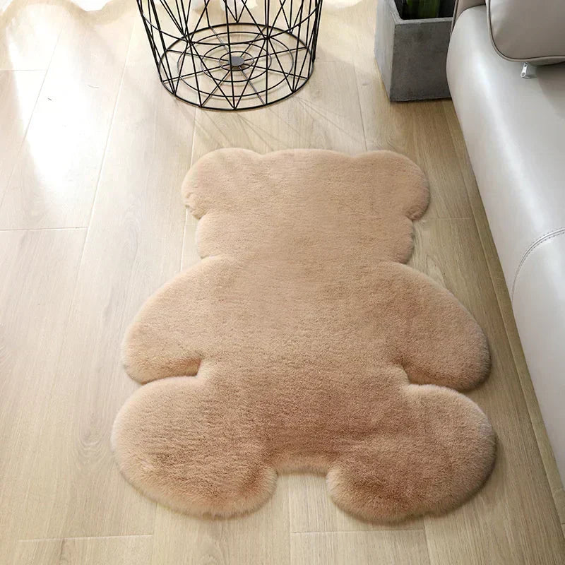 Children's Play Rug – Bear-Shaped Soft Floor Mat for Kids' Room Decor