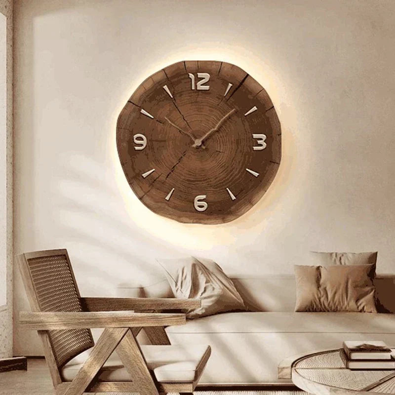 Wood Wall Clock – Natural Home Office Decor, Elegant Design for Modern Spaces