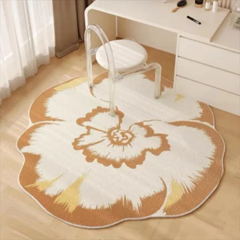 Floral Area Rug – Short Pile Decorative Rug for Living Room Bedroom Balcony