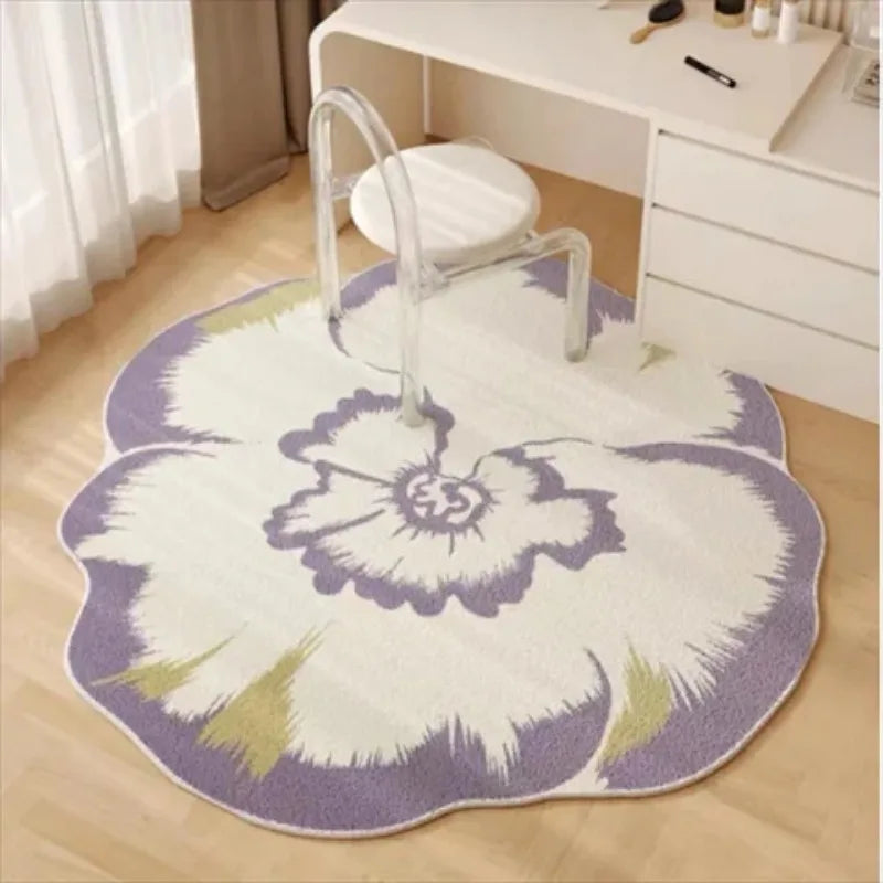 Floral Area Rug – Short Pile Decorative Rug for Living Room Bedroom Balcony