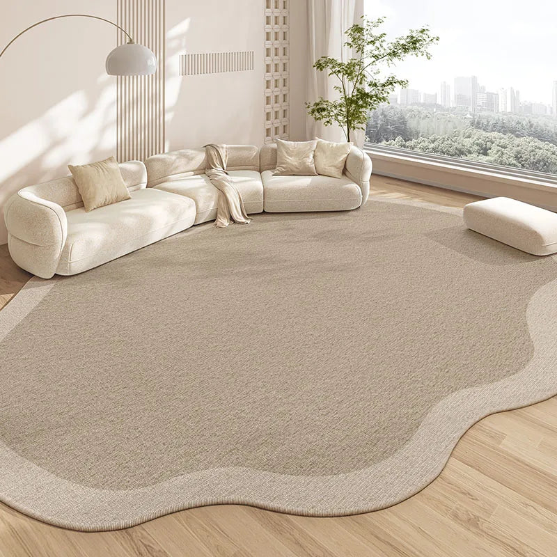 Non-Slip Area Rug – Beige Striped Artistic Carpet for Living Room & Bedroom