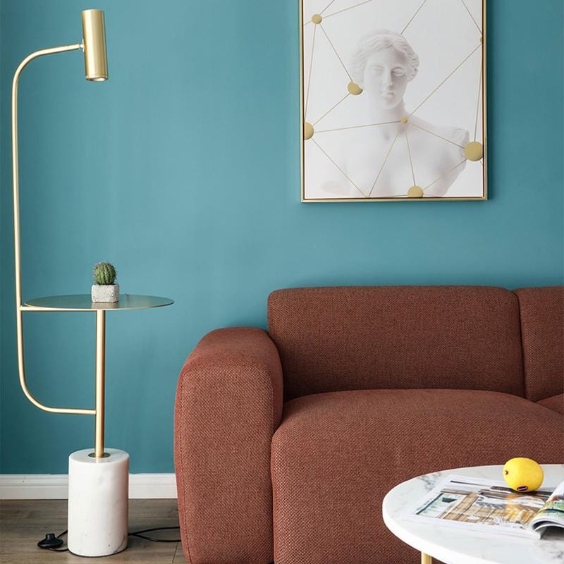 Floor Lamp with Side Table – Elegant Marble Effect Lighting for Living Room