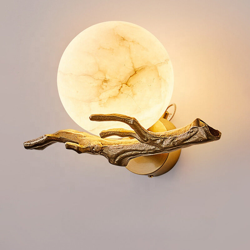 Wall Sconce Lighting – Elegant Copper Marble Design for Home Office Decor