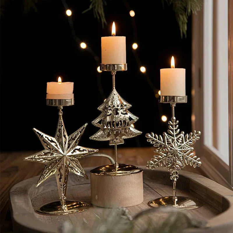 Tealight Candle Holder – Christmas Star Tree Decor for Festive Indoor Lighting