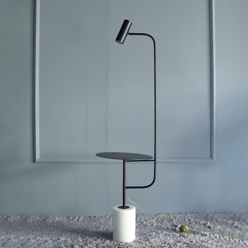 Floor Lamp with Side Table – Elegant Marble Effect Lighting for Living Room