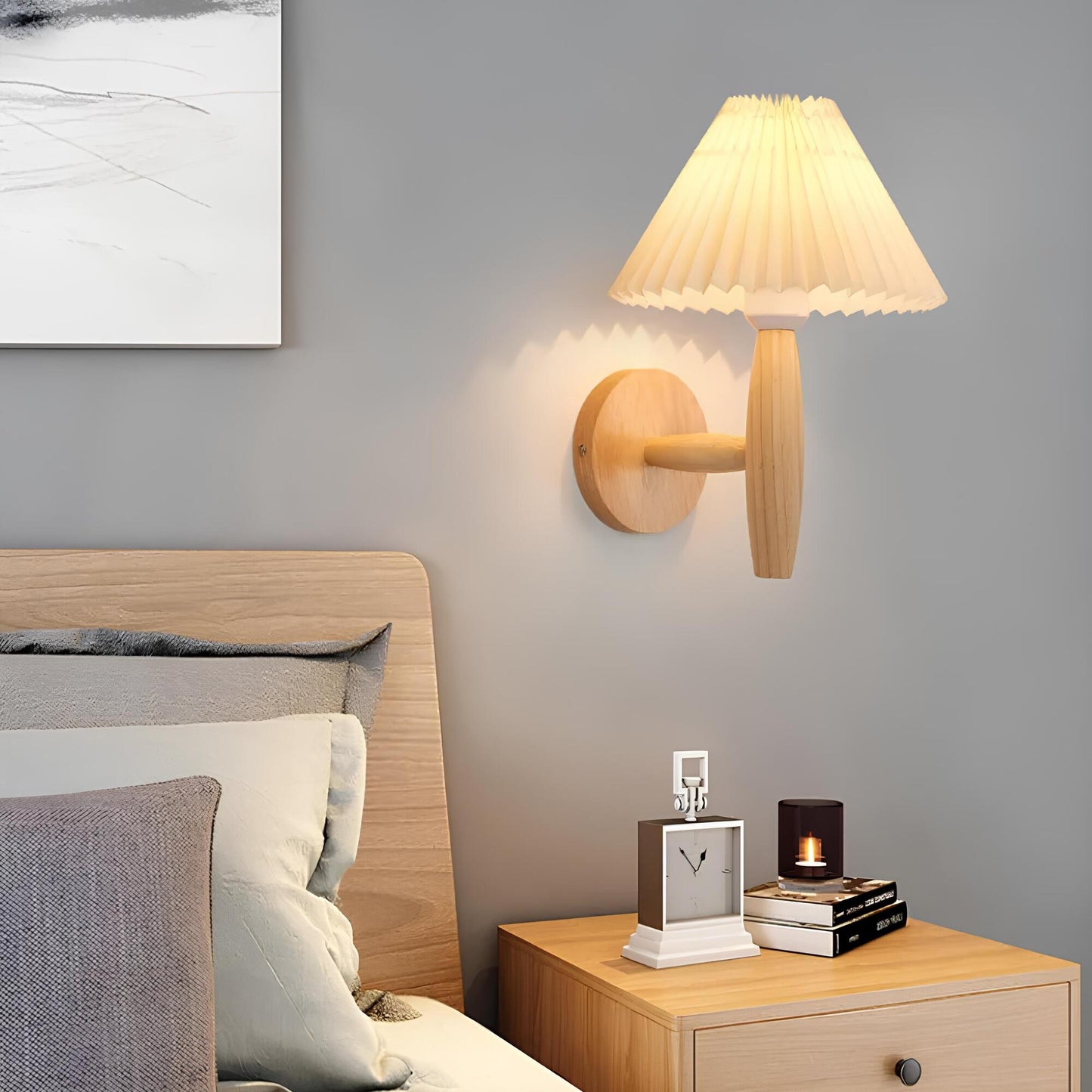 LED Wall Sconce – Modern Wooden Indoor Lighting Fixture for Home Office Decor