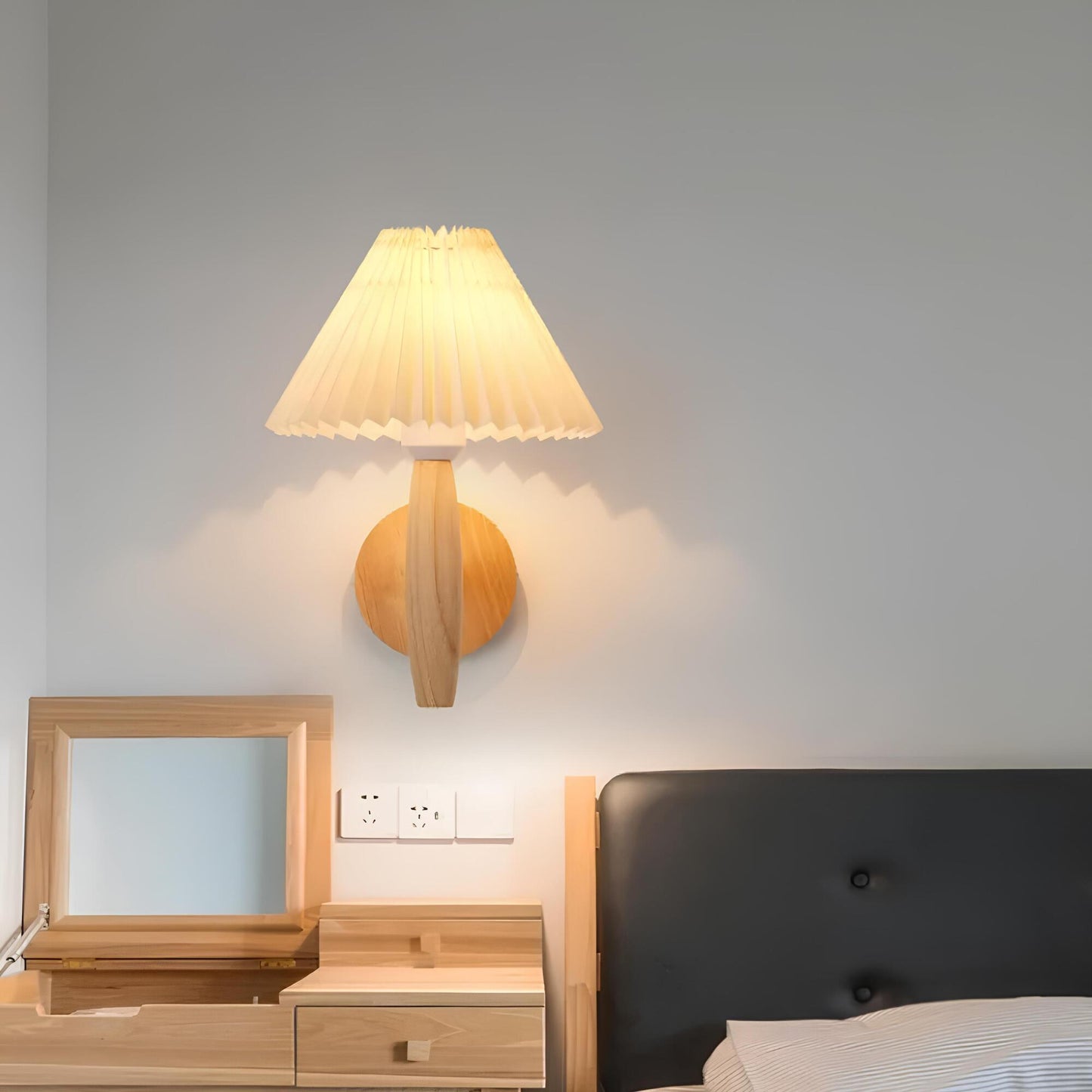 LED Wall Sconce – Modern Wooden Indoor Lighting Fixture for Home Office Decor
