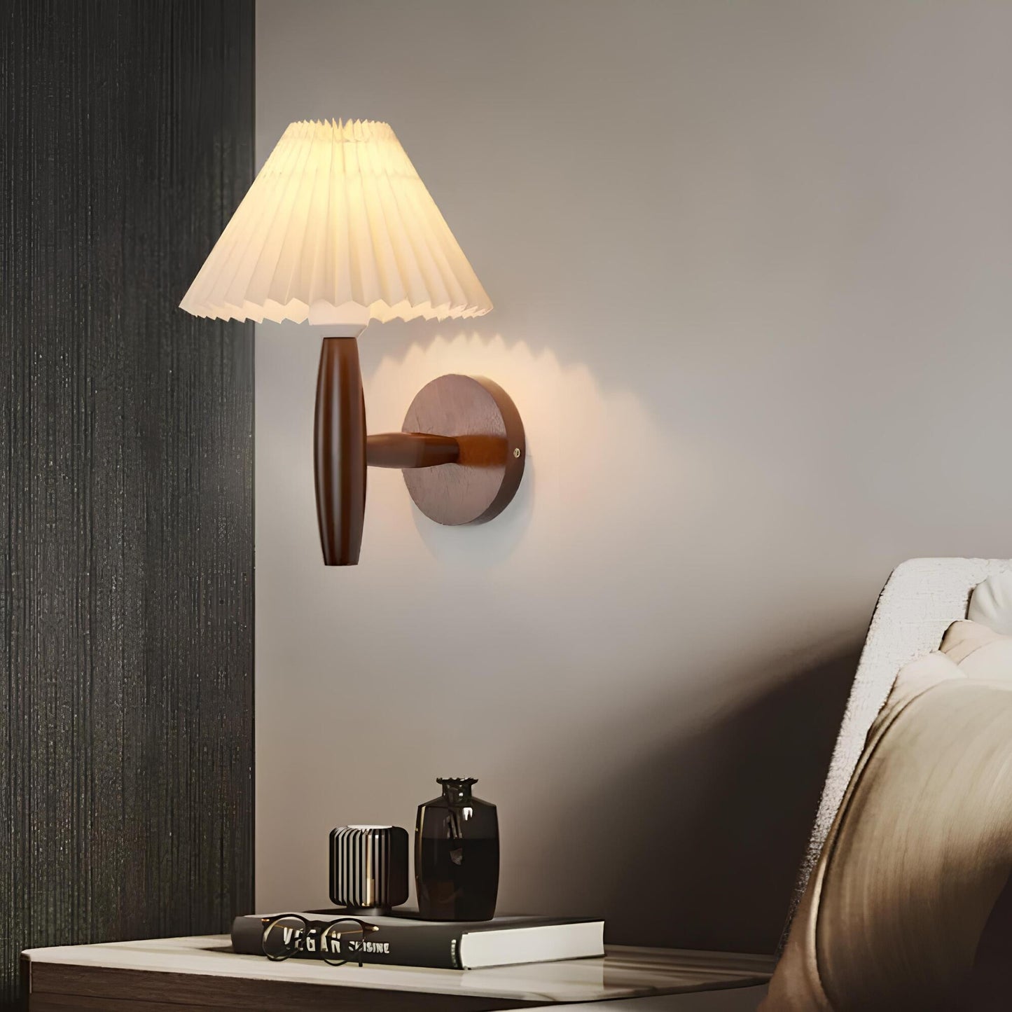 LED Wall Sconce – Modern Wooden Indoor Lighting Fixture for Home Office Decor