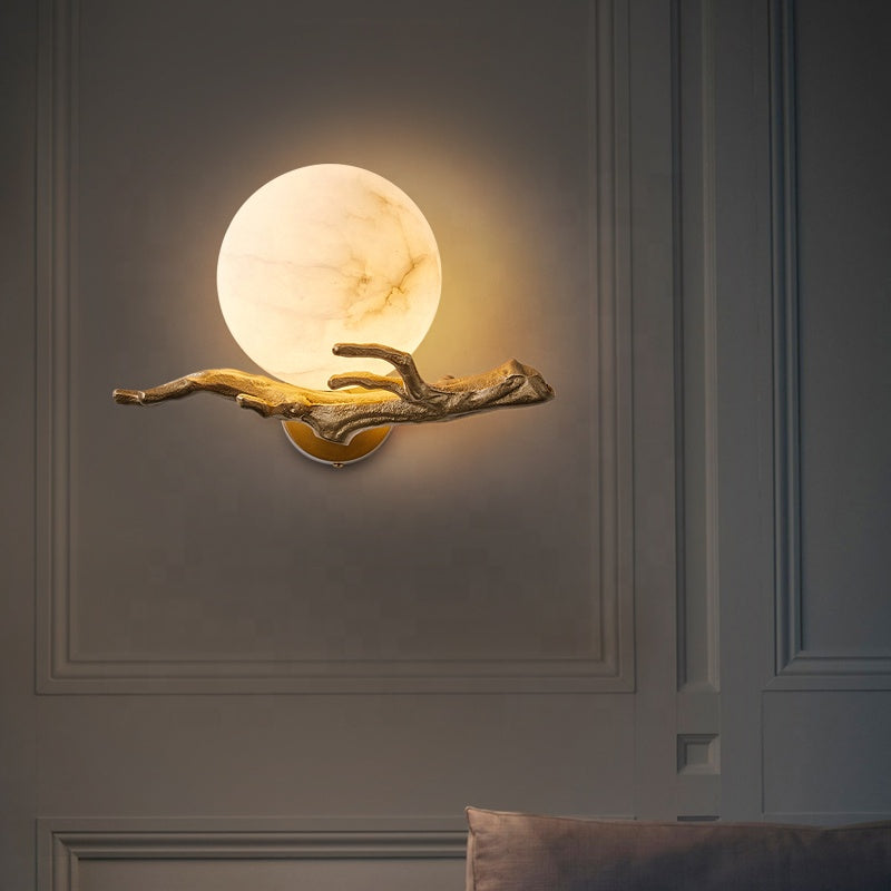 Wall Sconce Lighting – Elegant Copper Marble Design for Home Office Decor