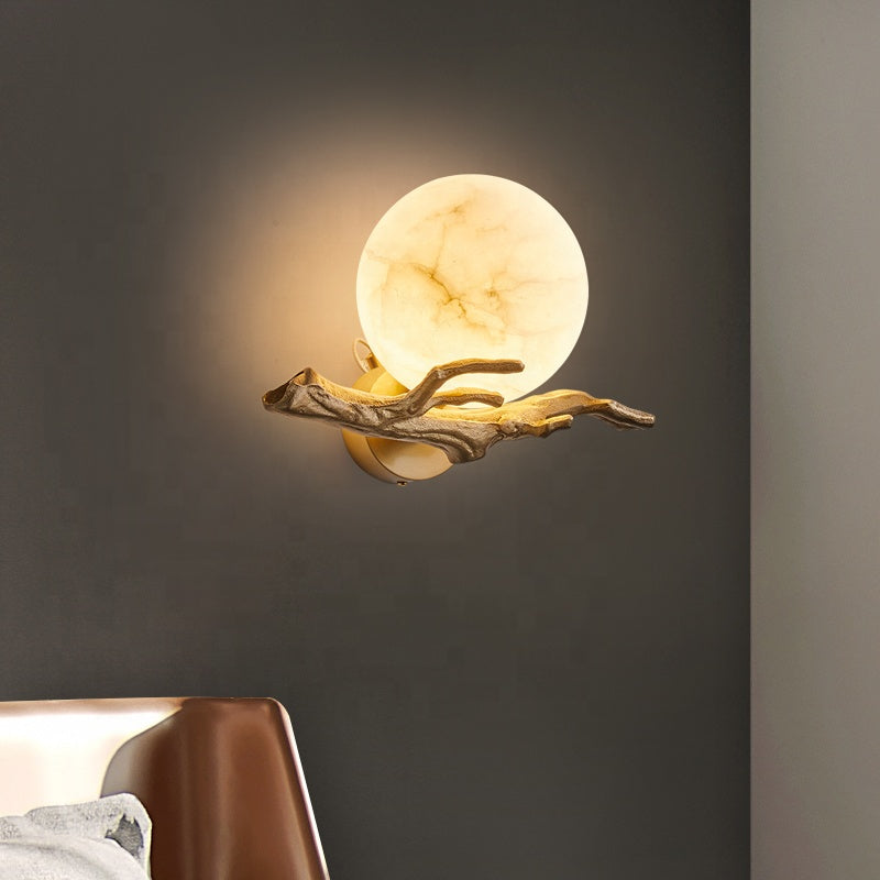 Wall Sconce Lighting – Elegant Copper Marble Design for Home Office Decor