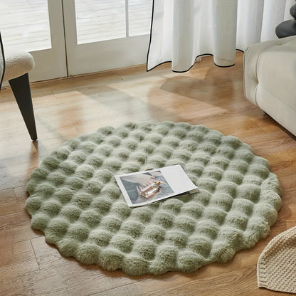 Fluffy Round Decorative Rug for Cozy Home and Office Spaces