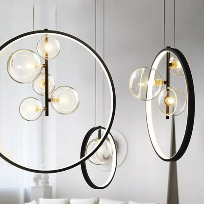 Nordic Glass Pendant Light with Elegant Ring for Home and Office Decor