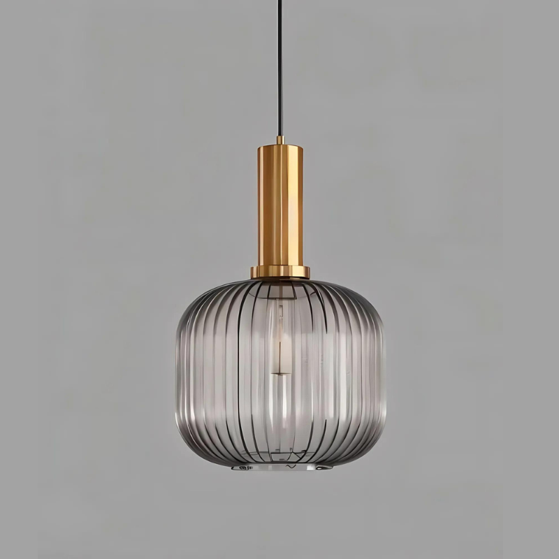 Elegant Ribbed Glass Pendant Light for Home and Office Decor