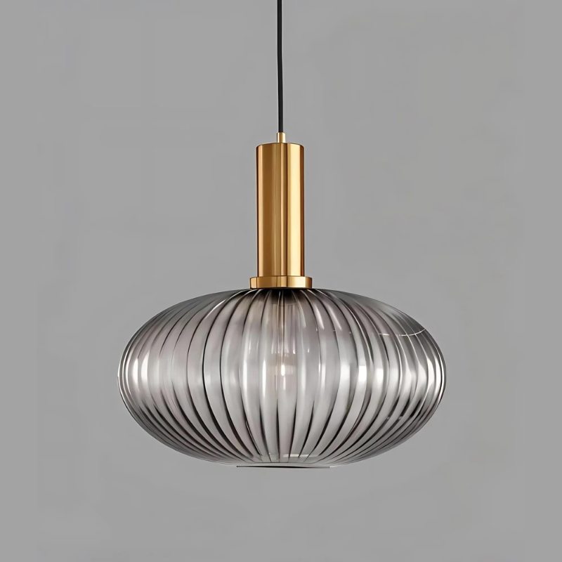 Elegant Ribbed Glass Pendant Light for Home and Office Decor