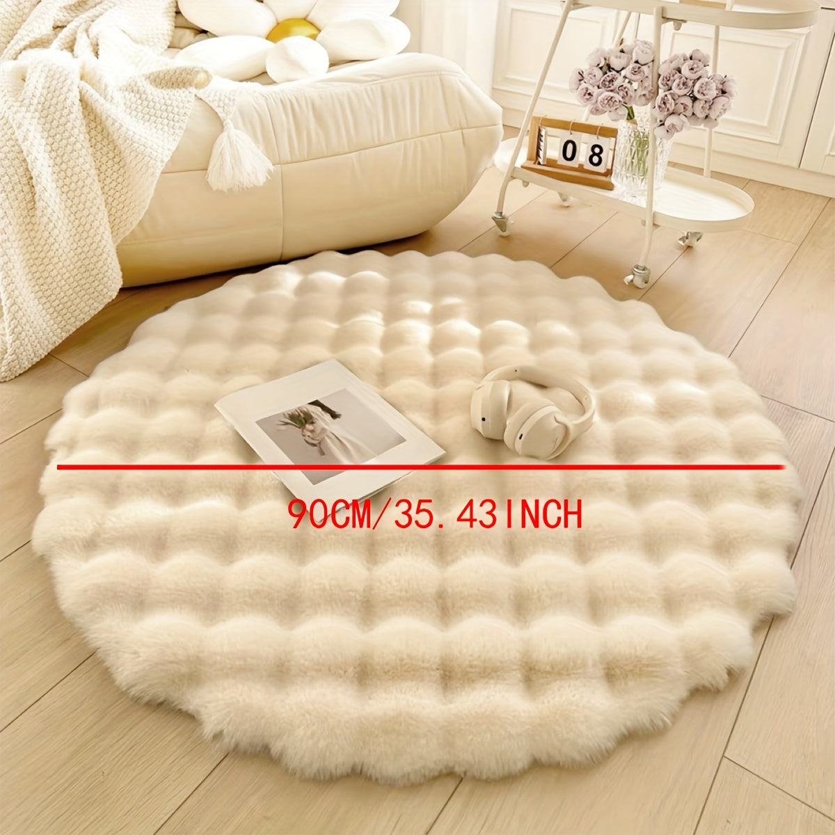 Fluffy Round Decorative Rug for Cozy Home and Office Spaces