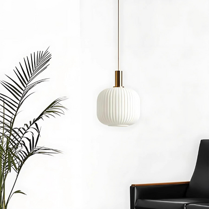 Elegant Ribbed Glass Pendant Light for Home and Office Decor