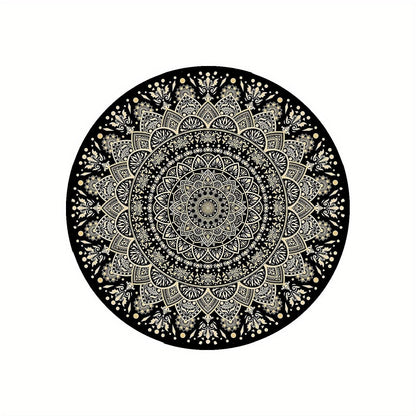 Round Area Rug Non-Slip – Soft Mandala Design for Home Office Decor