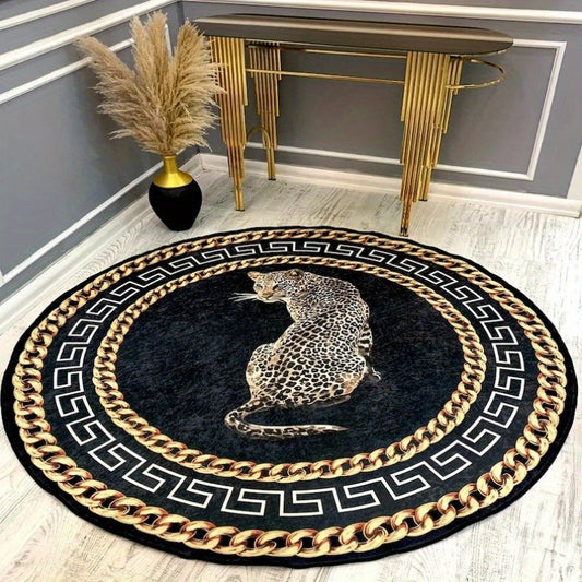 Leopard Print Round Area Rug for Stylish Home Decor and Comfort