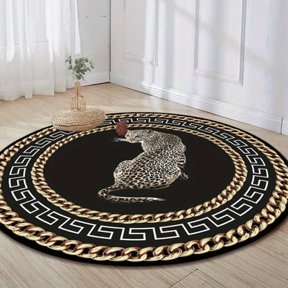 Leopard Print Round Area Rug for Stylish Home Decor and Comfort