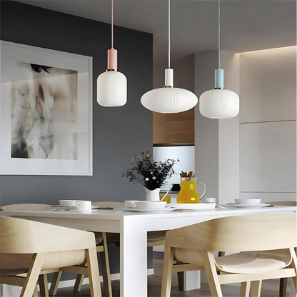 Elegant Ribbed Glass Pendant Light for Home and Office Decor