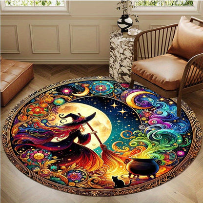 Velvet Witch Print Rug for Home Decor, Cozy Style for Living Room