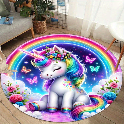 Rainbow Unicorn Anti-Slip Area Rug for Kids' Rooms and Playrooms