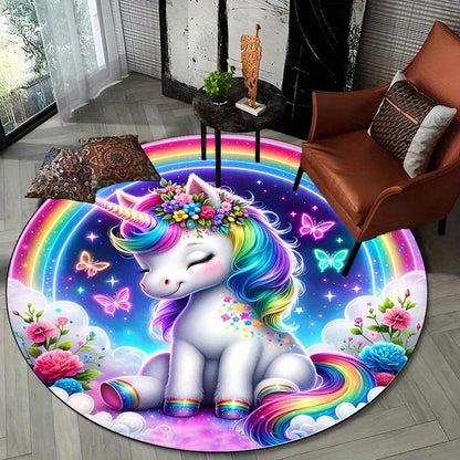 Rainbow Unicorn Anti-Slip Area Rug for Kids' Rooms and Playrooms